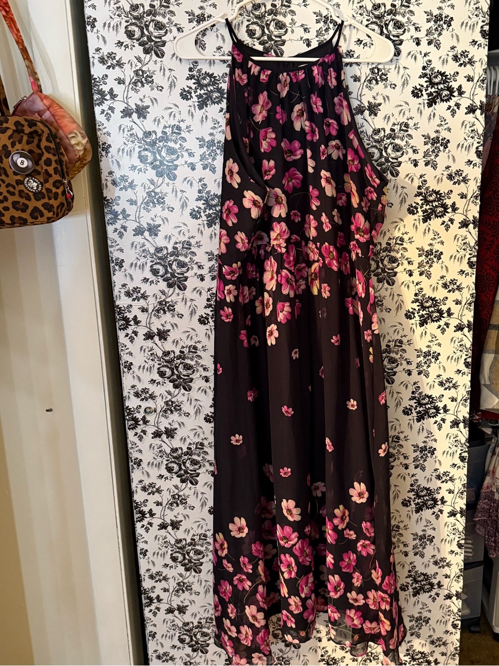 Harper Rose Black Maxi Dress with Pink Floral Print